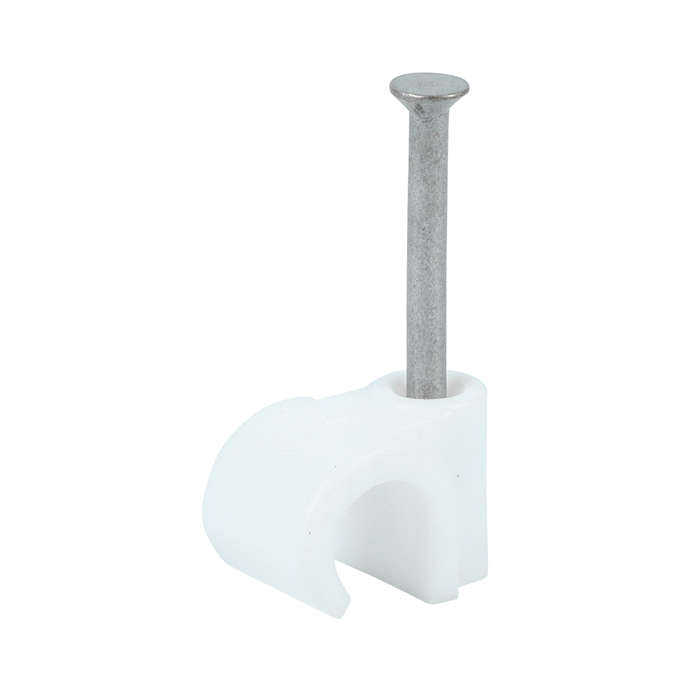Round Cable Clips White - To fit 7.0mm