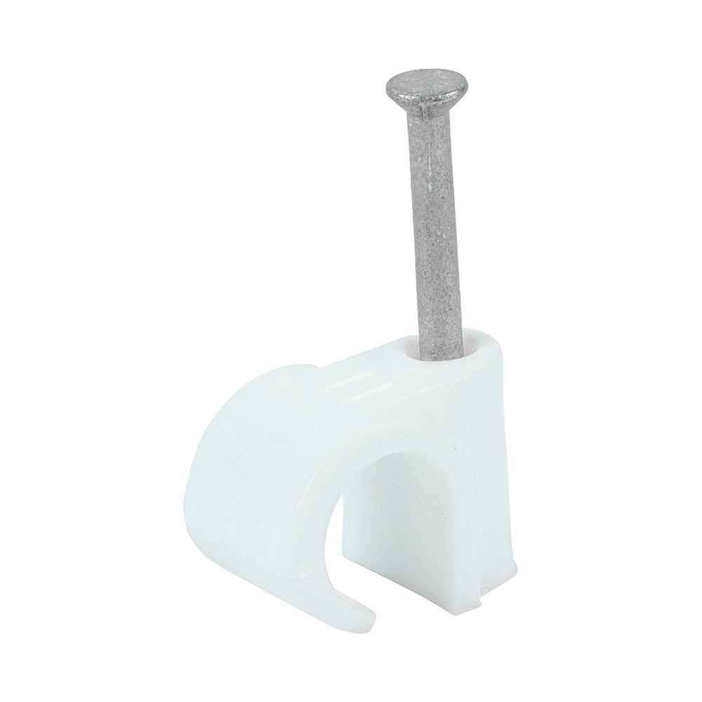 Round Cable Clips White - To fit 11.0mm