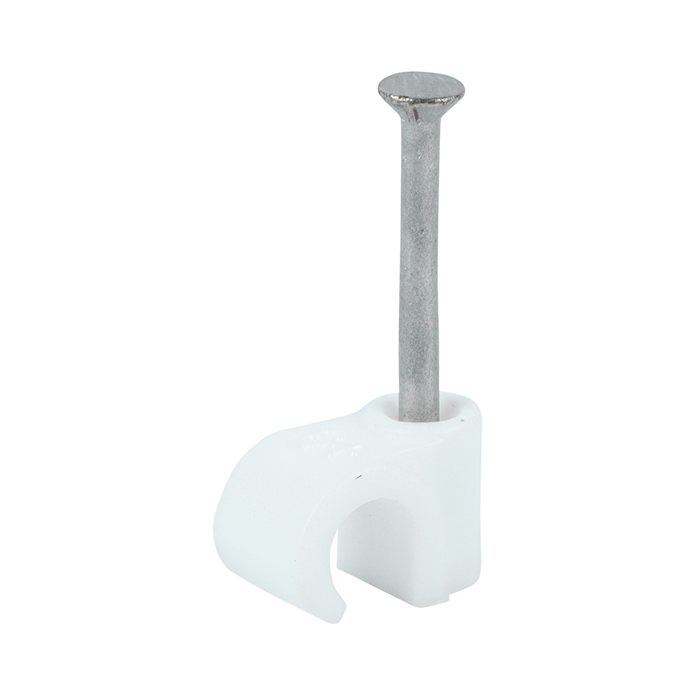 Round Cable Clips White - To fit 6.0mm