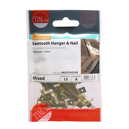 Mixed Sawtooth Hangers and Nails Electro Brass - 41mm & 63mm