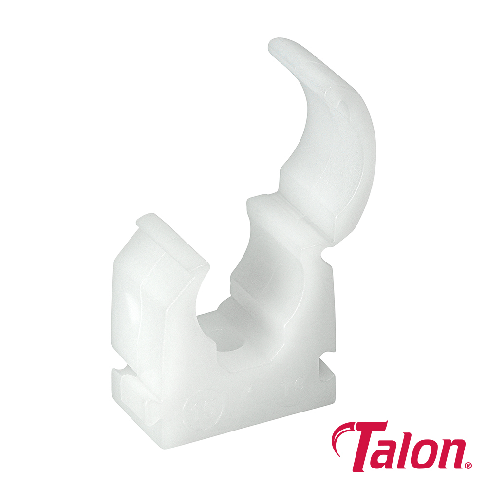 Single Hinged Pipe Clips White - 15mm