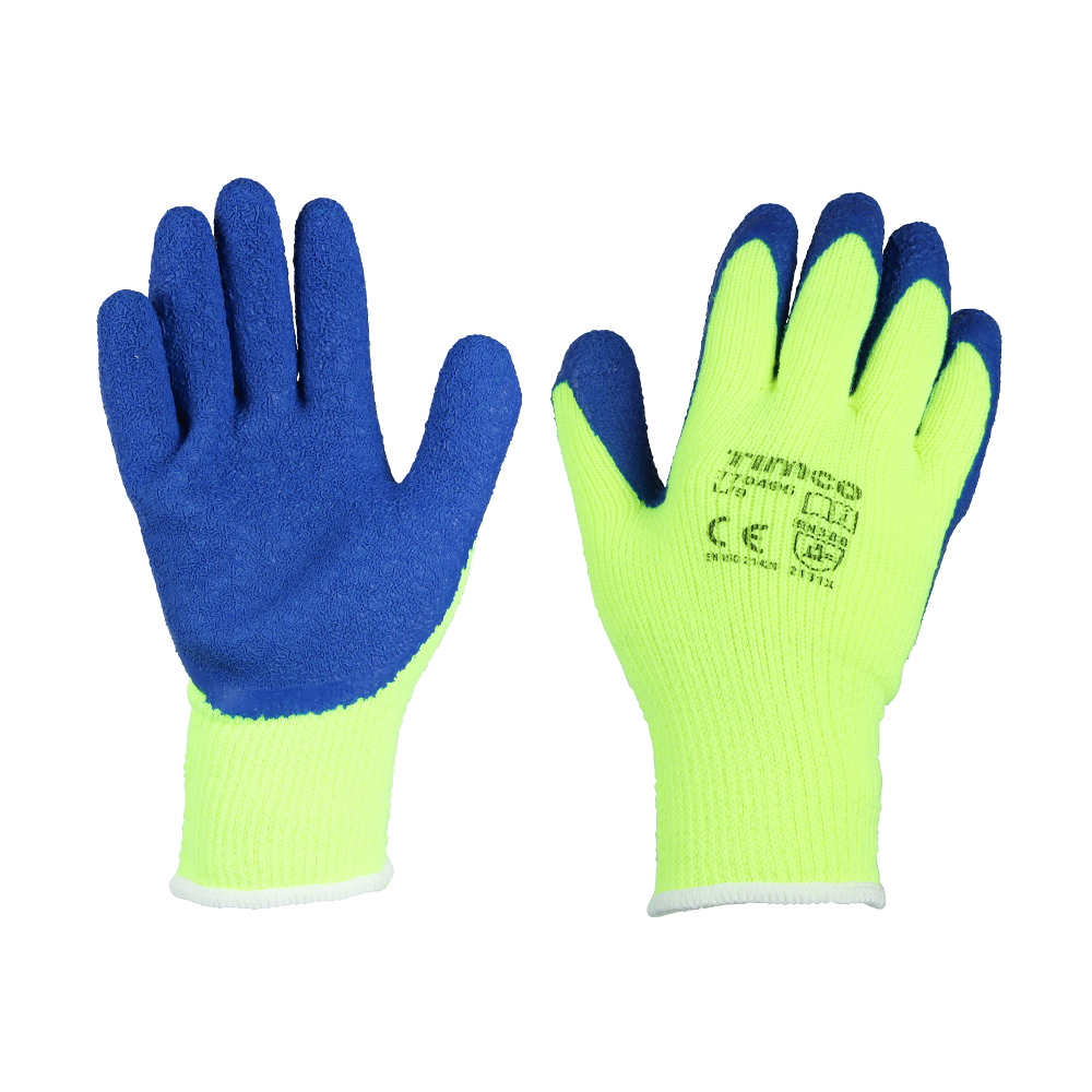 Warm Grip Crinkle Latex Coated Polyester Gloves - Large