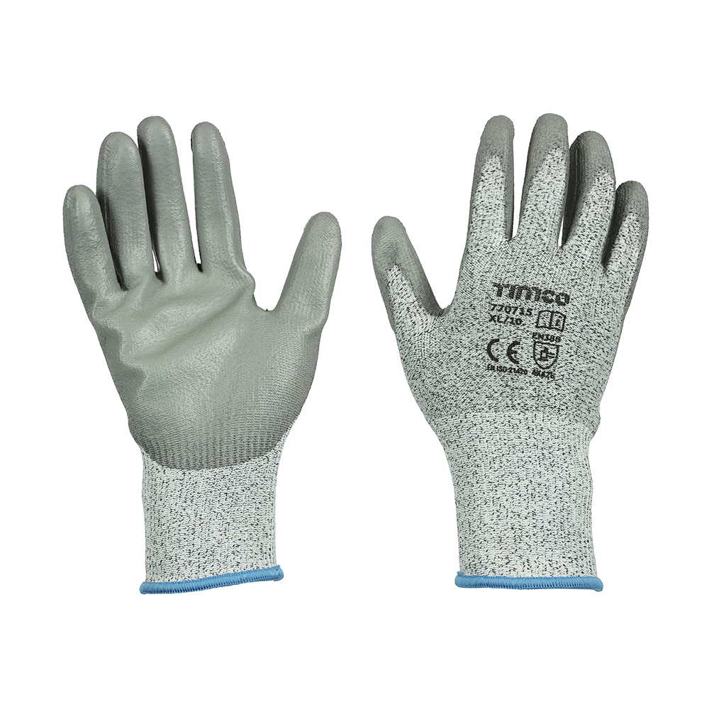 Medium Cut PU Coated HPPE Fibre with Glass Fibre Gloves - X Large