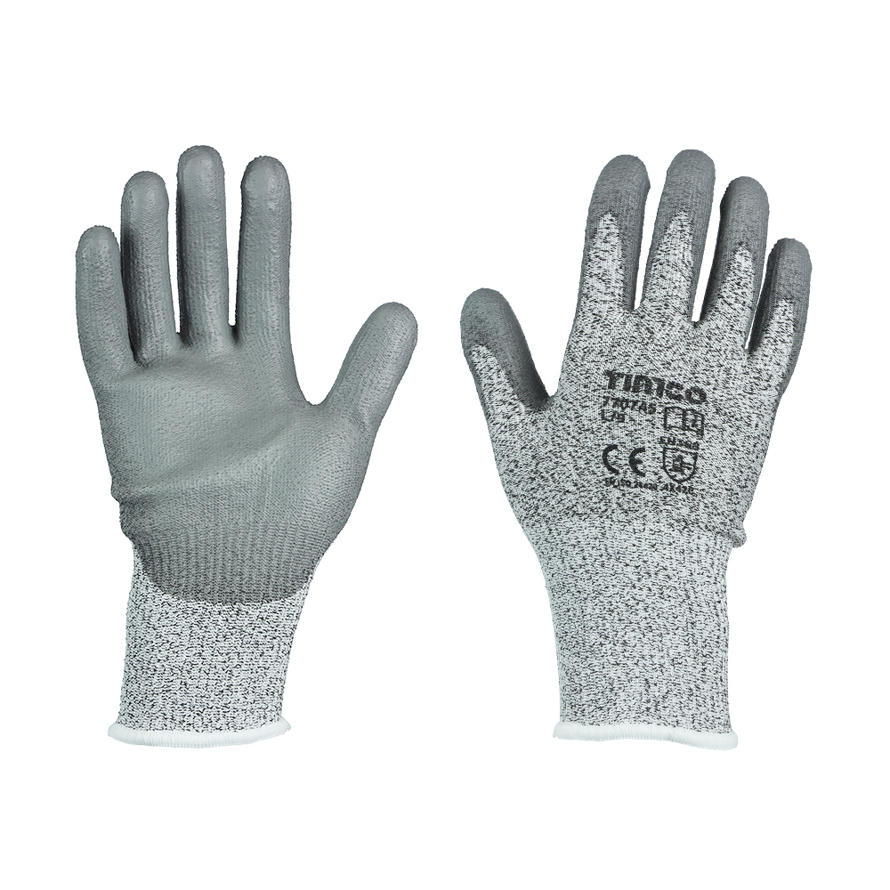 High Cut PU Coated HPPE Fibre with Glass Fibre Gloves - Large
