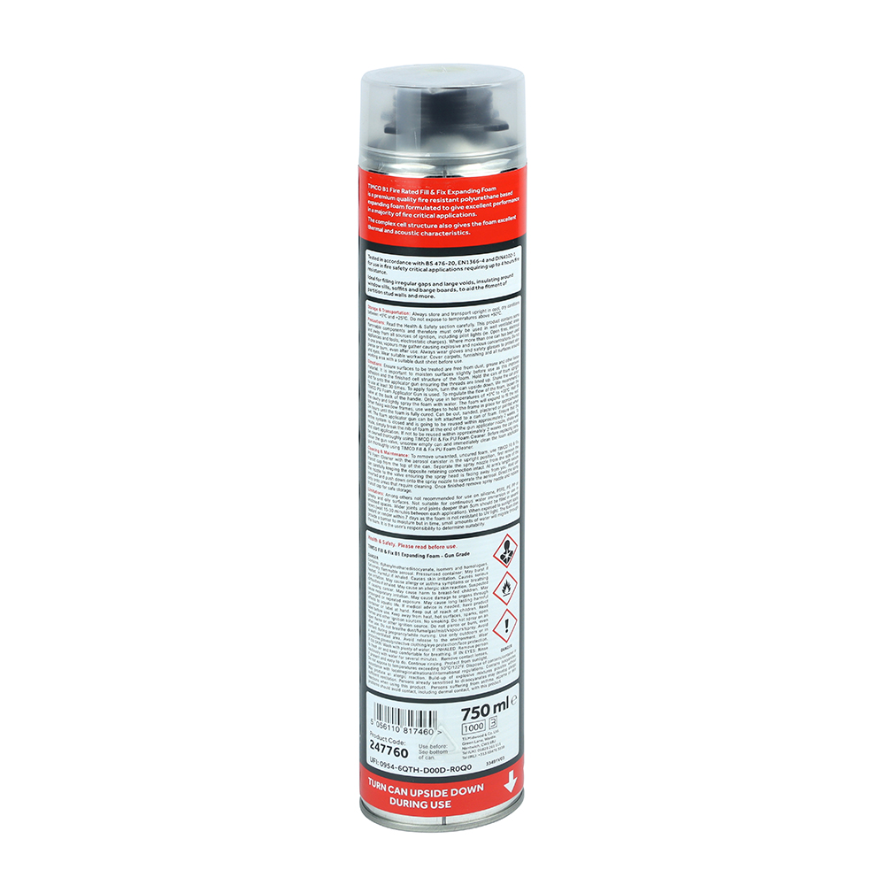 Fill & Fix Fire Rated Expanding PU Foam B1 Gun Grade - 750ml