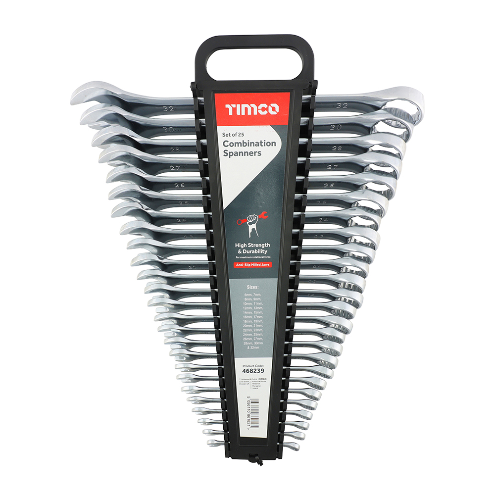 Combination Spanner Set - Metric Drop Forged Chrome Vanadium, 6mm to 32mm - 25 Pieces