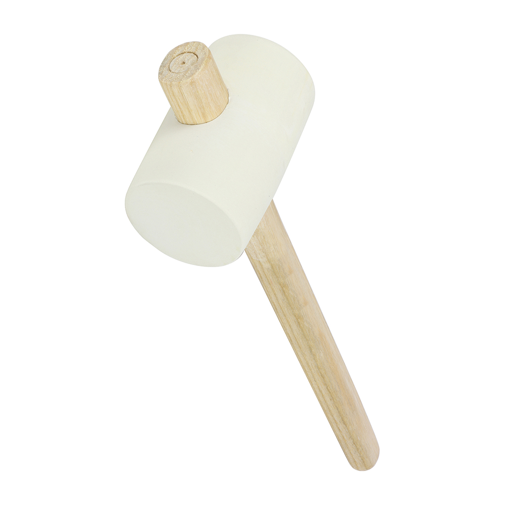 Rubber Mallet, Non Marking White Solid Rubber Ash Wood Handle Mallet - 16oz