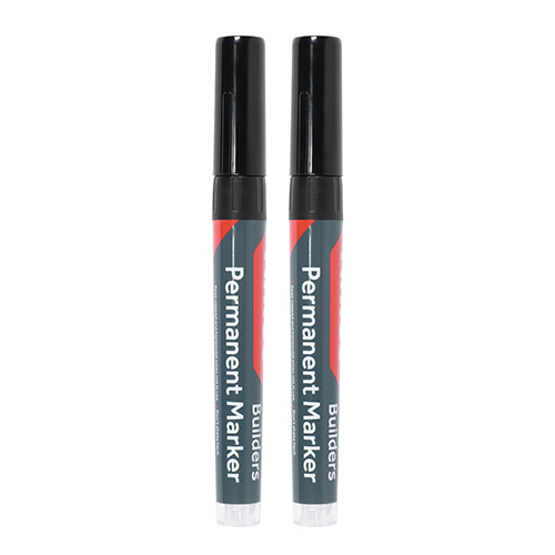 Builders Permanent Markers Twin Pack Fine Tip Black - Fine Tip