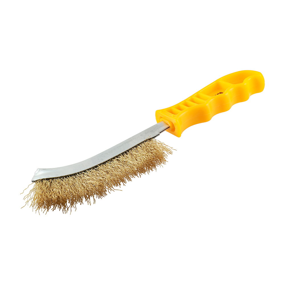 Yellow Handle Wire Brush Brass - 255mm