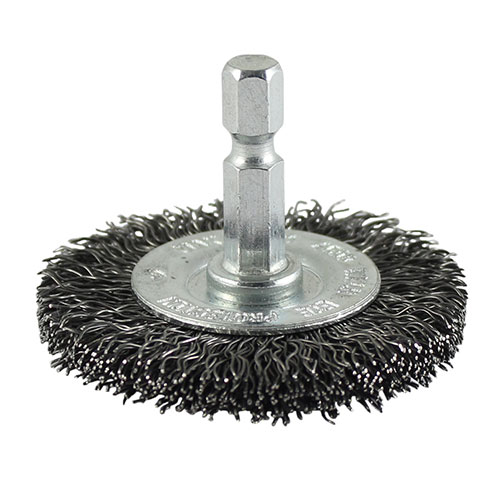 Drill Wheel Brush Crimped Steel Wire - 75mm