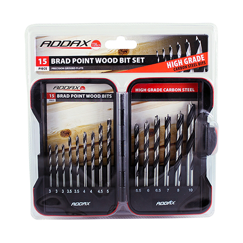 Brad Point Wood Bit Set - 15pc