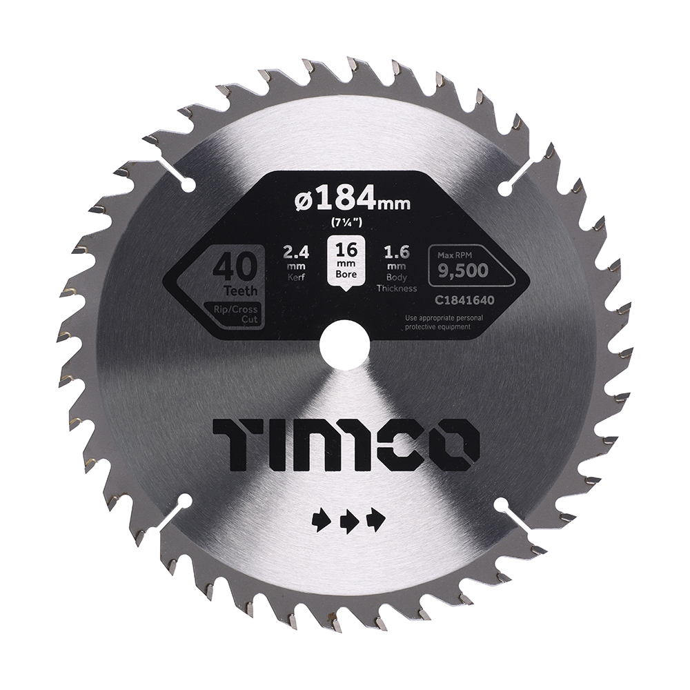 Circular Saw Blade Trimming/Crosscut Medium/Fine - 184 x 16 x 40T