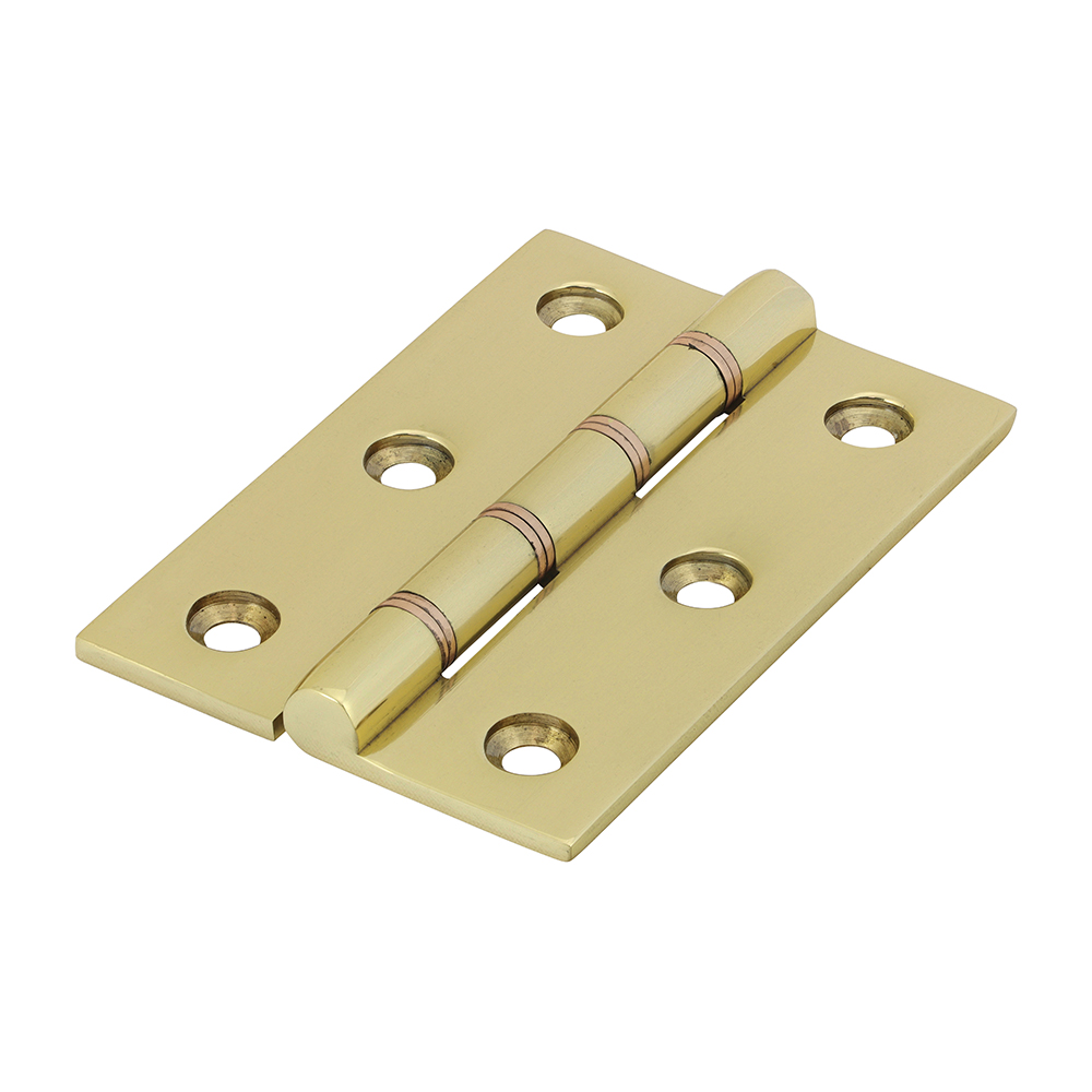 Double Phosphor Bronze Washered Brass Hinges Polished Brass - 76 x 50