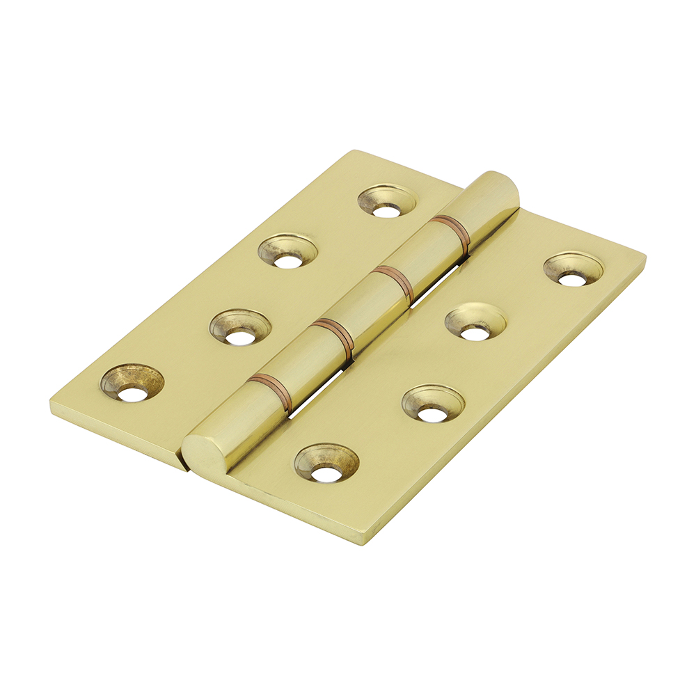 Double Phosphor Bronze Washered Brass Hinges Polished Brass - 102 x 67