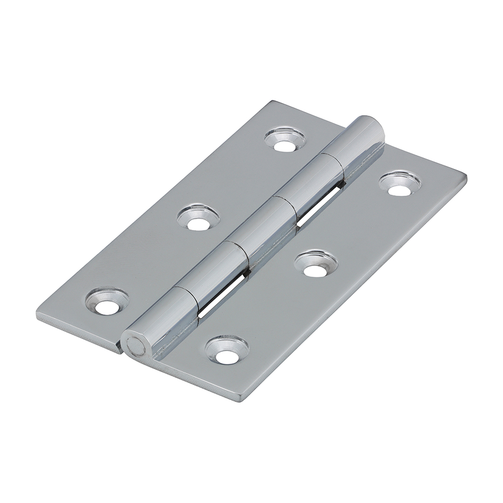 Solid Drawn Brass Hinges Polished Chrome - 75 x 40