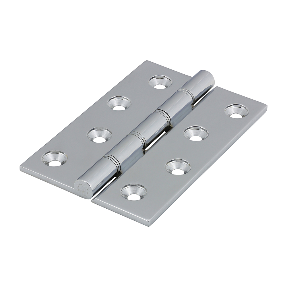 Double Stainless Steel Washered Brass Hinges Polished Chrome - 102 x 67
