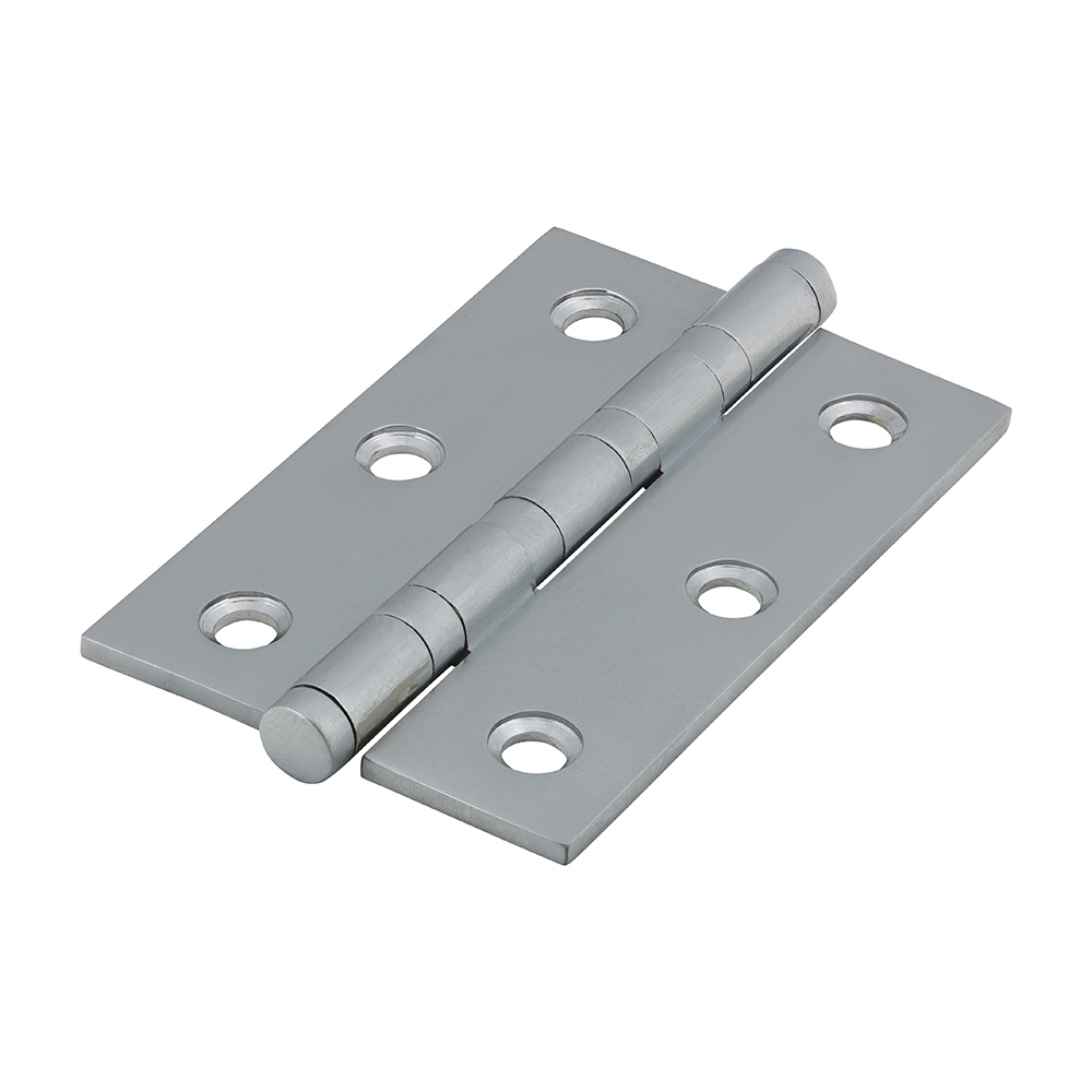 Performance Ball Race Button Tip Brass Hinges Satin Chrome - 76 x 50