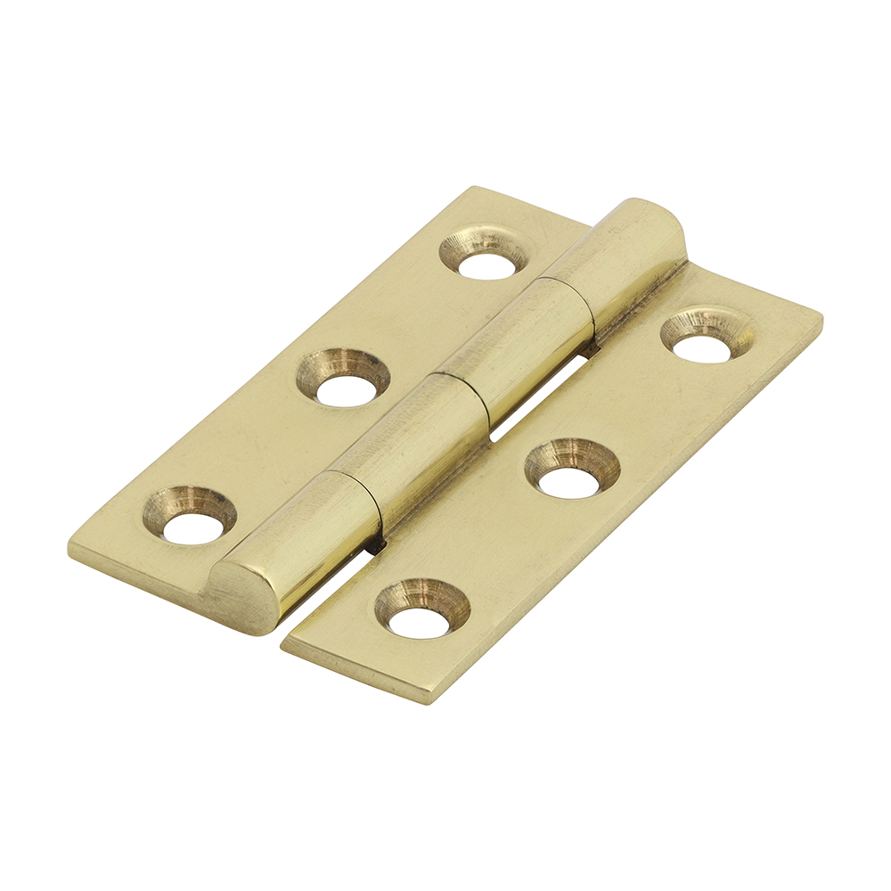 Solid Drawn Brass Hinges Polished Brass - 50 x 28