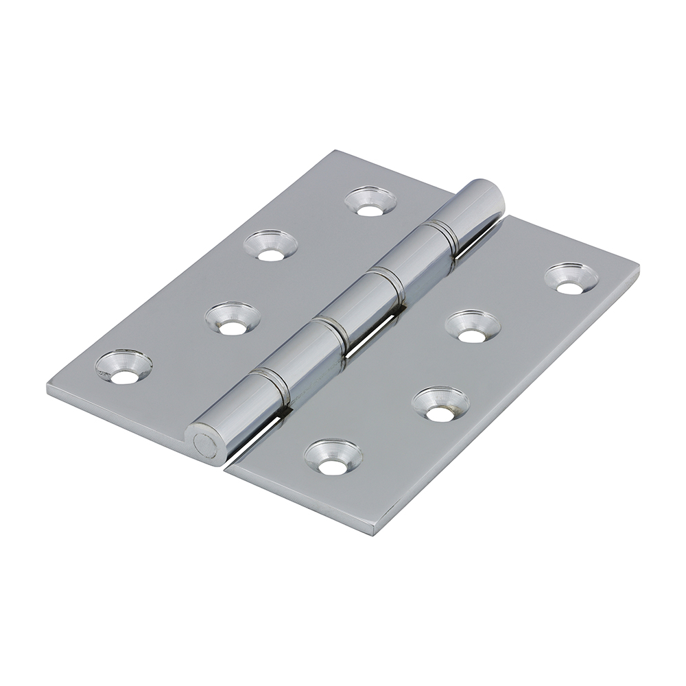 Double Stainless Steel Washered Brass Hinges Polished Chrome - 102 x 75