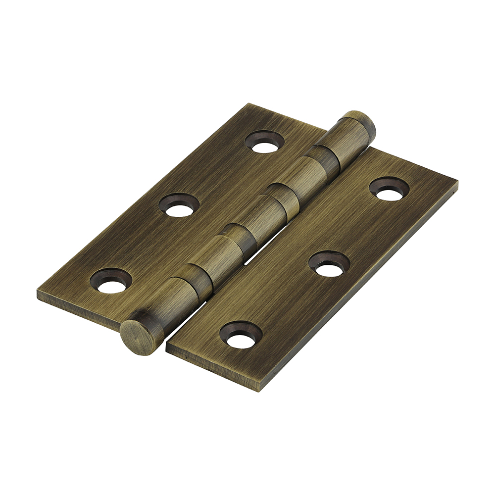 Performance Ball Race Button Tip Brass Hinges Antique Brass - 76 x 50