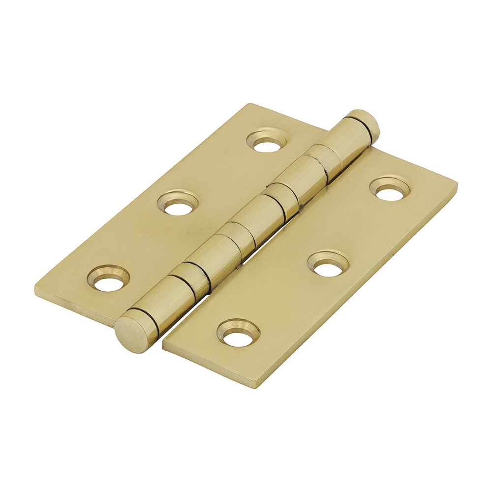 Performance Ball Race Button Tip Brass Hinges Polished Brass - 76 x 50