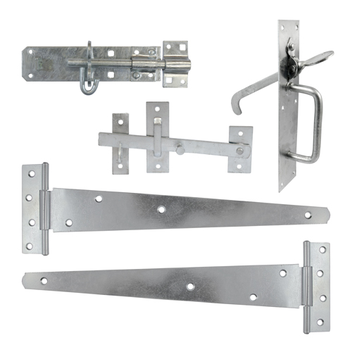 Side Gate Kit Medium Tee Hinges Suffolk Latch & Brenton Padbolt Hot Dipped Galvanised - 18"