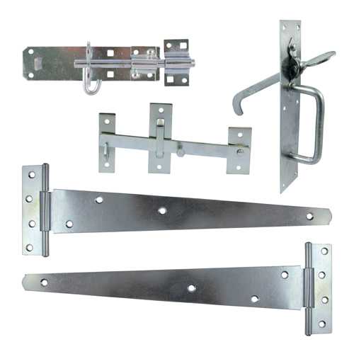 Side Gate Kit Medium Tee Hinges Suffolk Latch & Brenton Padbolt Sliver - 18"