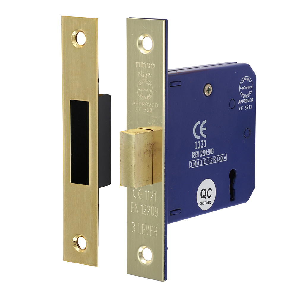 3 Lever Electro Brass Mortice Deadlock 78mm Case 58mm Backset