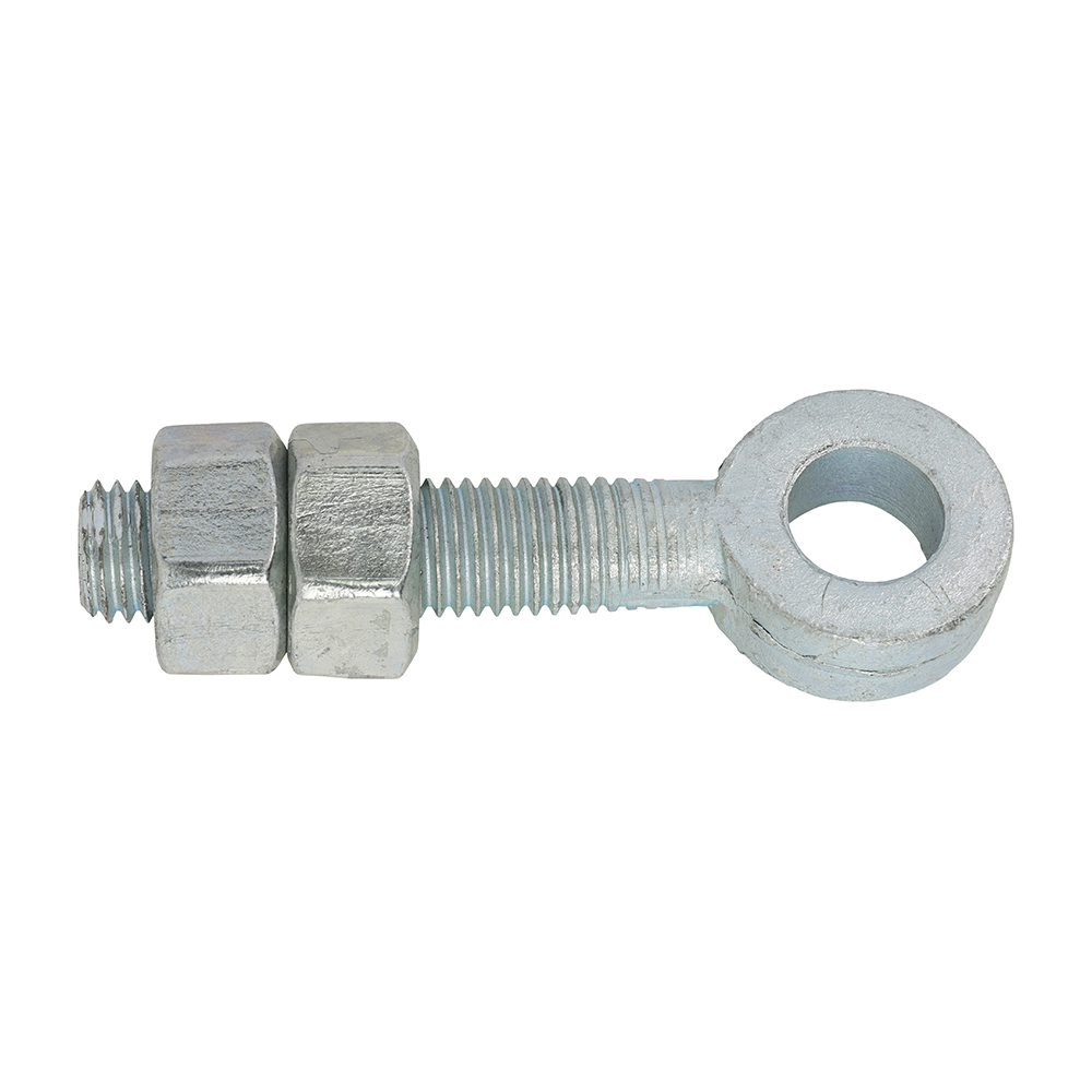 Adjustable Gate Hinge Eyes with Nuts Silver - M16 x 100