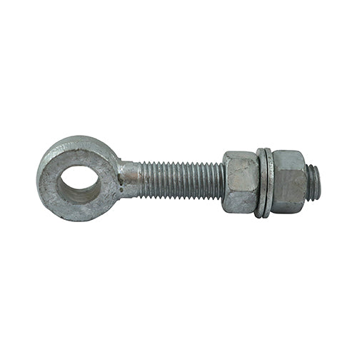 Adjustable Gate Hinge Eyes with Nuts & Washers Hot Dipped Galvanised - M22 x 250