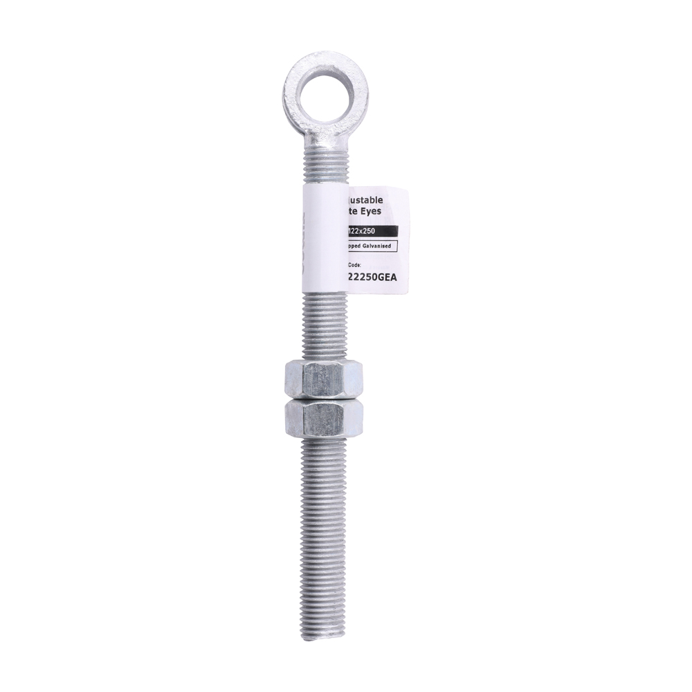 Adjustable Gate Hinge Eyes with Nuts Hot Dipped Galvanised - M22 x 250