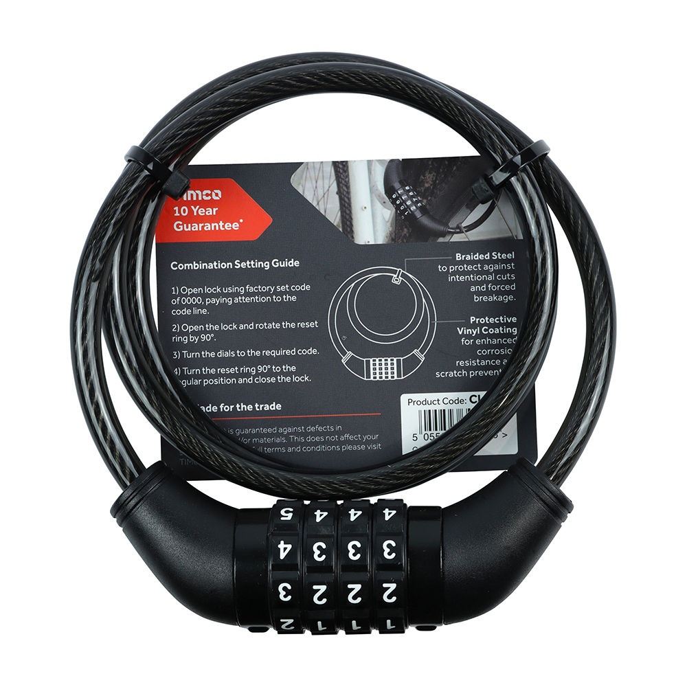Steel Braided Combination Cable Lock - 8mm x 1m