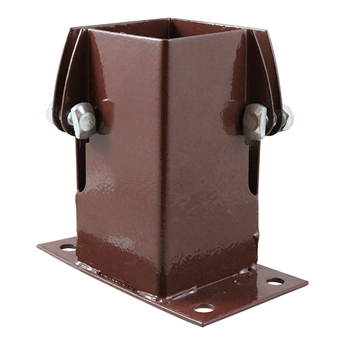 Flush Fit Bolt Down Post Support Shoe Bolt Secure Oxide Red - 75mm