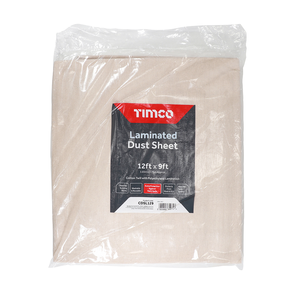 Laminated Cotton Twill Dust Sheet - 12ft x 9ft