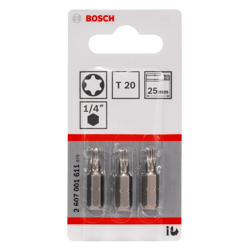 2607001611 SCREWDRIVER BITS EXTRA HARD T20 X 25MM (3 PK)