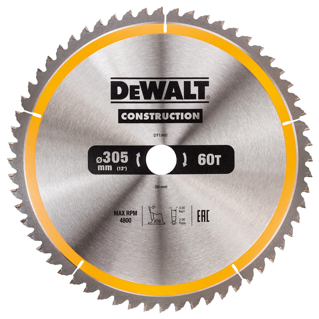 DT1960-QZ CONSTRUCTION CIRCULAR SAW BLADE 305MM X 30MM X 60T