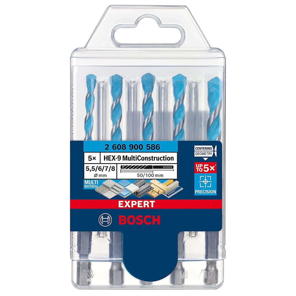 2608900586 HEX-9 MULTI CONSTRUCTION DRILLS 5.5 - 8MM (5 PK)