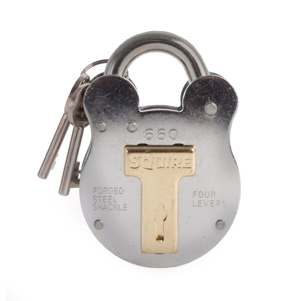 660 OLD ENGLISH PADLOCK WITH STEEL CASE 64MM