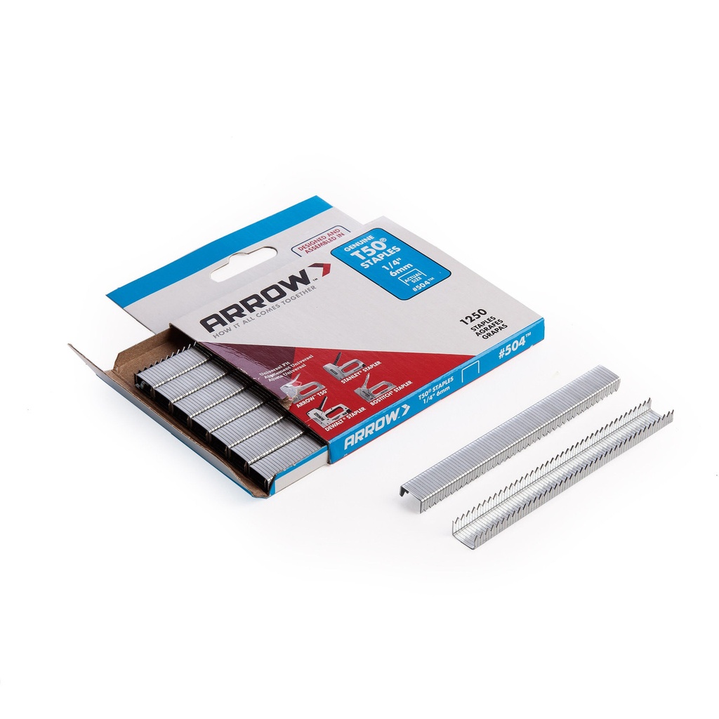 50424 T50 ZINC STEEL CROWN STAPLES 6MM / 1/4 INCH (1250 PK)