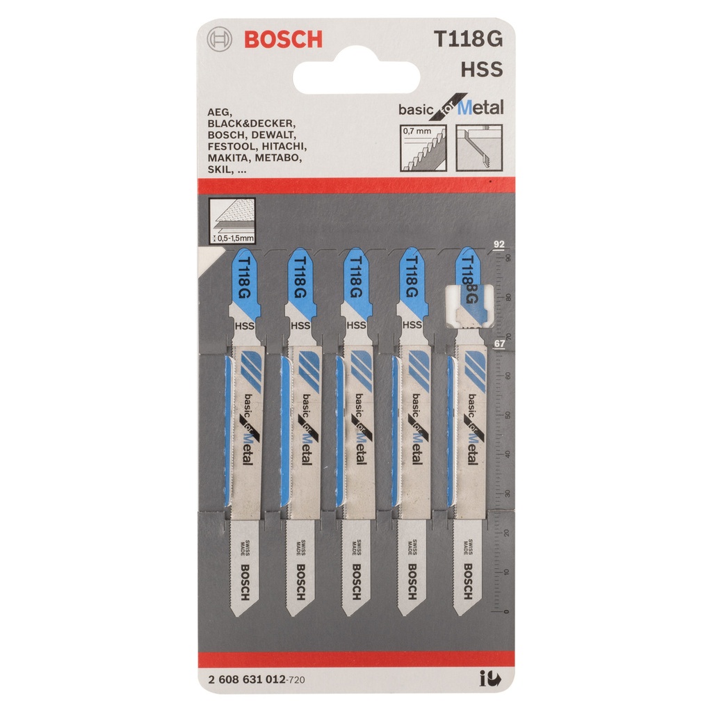 2608631012 T118G JIGSAW BLADE FOR METAL (5 PK)