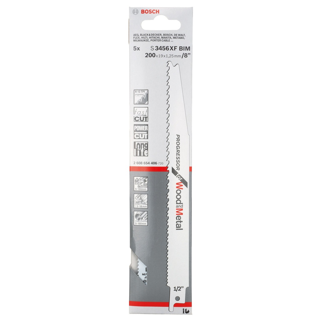 2608654406 S3456XF SABRE BLADE WOOD & METAL 200MM (5 PK)