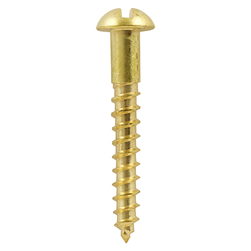Solid Brass Round Head Woodscrews - 8 x 3/4