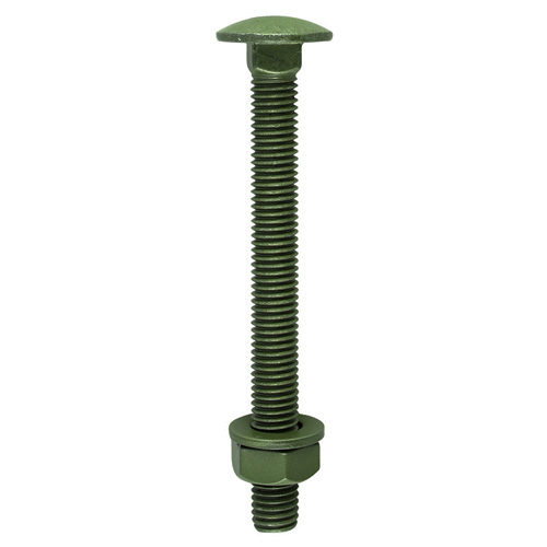 Carriage Bolts DIN603 Hex Nuts & Form A Washers Green Exterior - M10 x 200