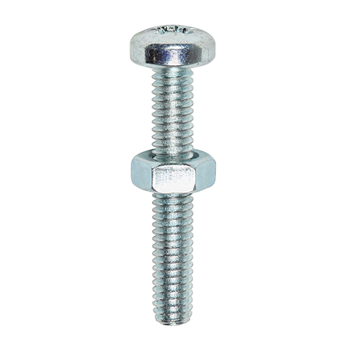 Machine Pan Head Screws & Hex Nut Silver - M4 x 12