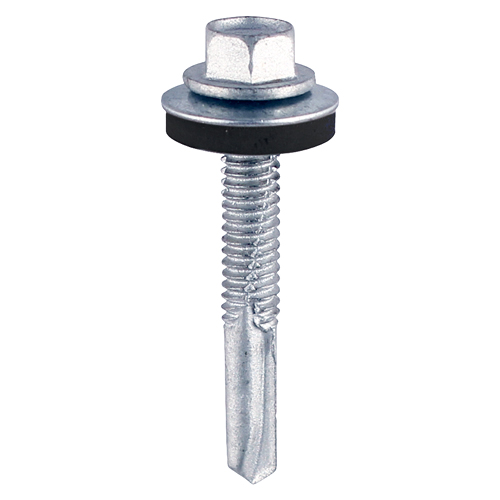 Self-Drilling Heavy Section Silver Screws with EPDM Washer - 5.5 x 80