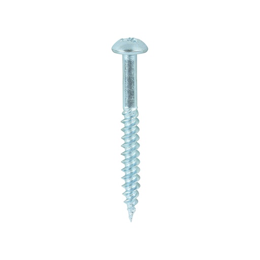 [TIM100294] Twin-Threaded Round Head Silver Woodscrews - 8 x 11/2