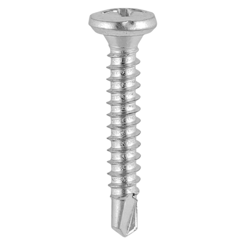 [TIM100477] Window Fabrication Screws Friction Stay Pan PH Self-Tapping Thread Self-Drilling Point Martensitic Stainless Steel & Silver Organic - 3.9 x 19