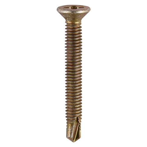 [TIM100500] Window Fabrication Screws Countersunk PH Metric Thread Self-Drilling Point Yellow - M4 x 25
