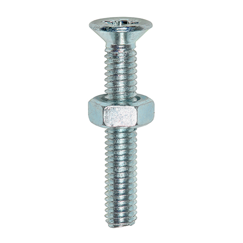 [TIM101388] Machine Countersunk Screws & Hex Nut Silver - M6 x 40