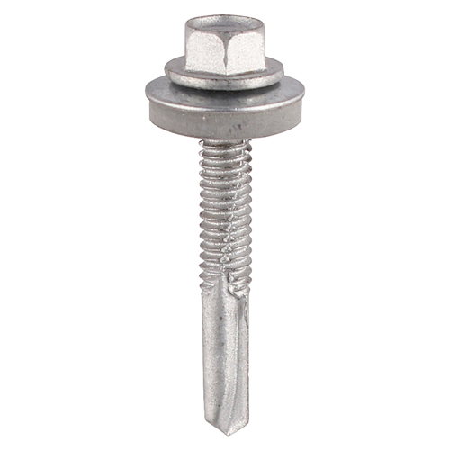 [TIM101585] Self-Drilling Heavy Section Screws Exterior Silver with EPDM Washer - 5.5 x 55